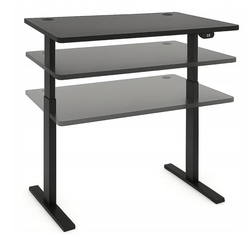 Elektricky výškově nastavitelný stůl 72 - 117 cm - ořech, černá