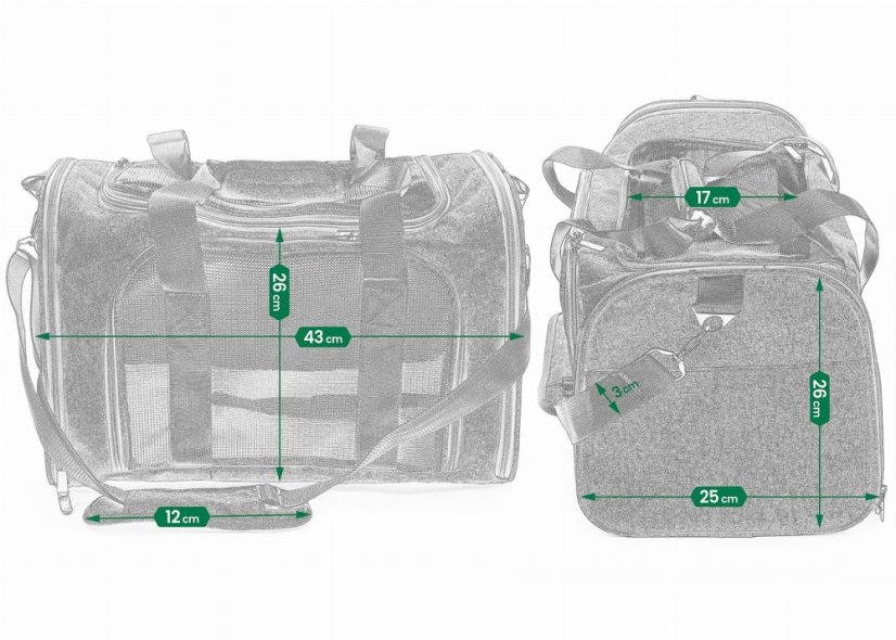 Zusammenklappbare Textil-Transportbox für Tiere - grau, 45 x 37 x 22 cm