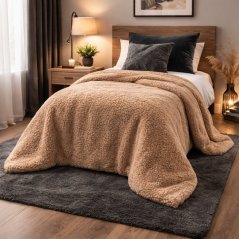 Béžová hrejivá deka s jemnou štruktúrou bouclé
