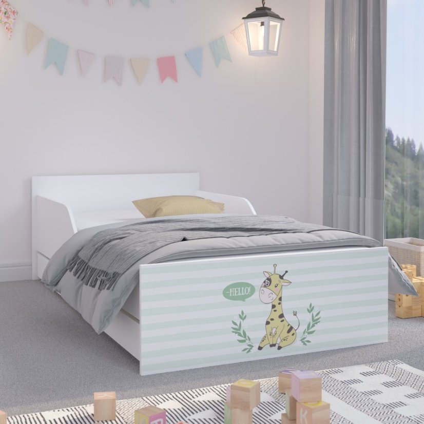 Moderná detská posteľ 180 x 90 cm so žirafou