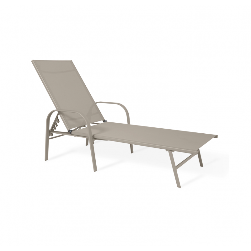 Béžové zahradní lehátko s nastavitelným opěradlem - ideální pro relaxaci