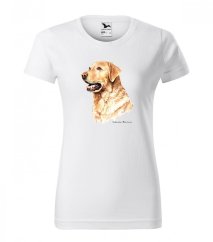 Maglietta da donna a manica corta con stampa golden retriever