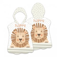 Poncho da spiaggia per bambini bianco con leone