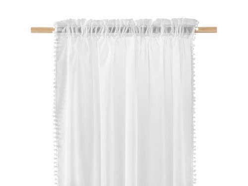 Biela nariasená záclona s guličkami 140 x 250 cm