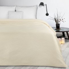 Krémový moderný prehoz na posteľ s geometrickým vzorom