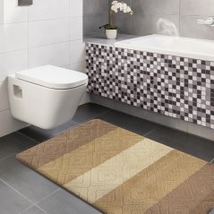 Fürdőszobai szőnyegek készlete bézs színben, mintával