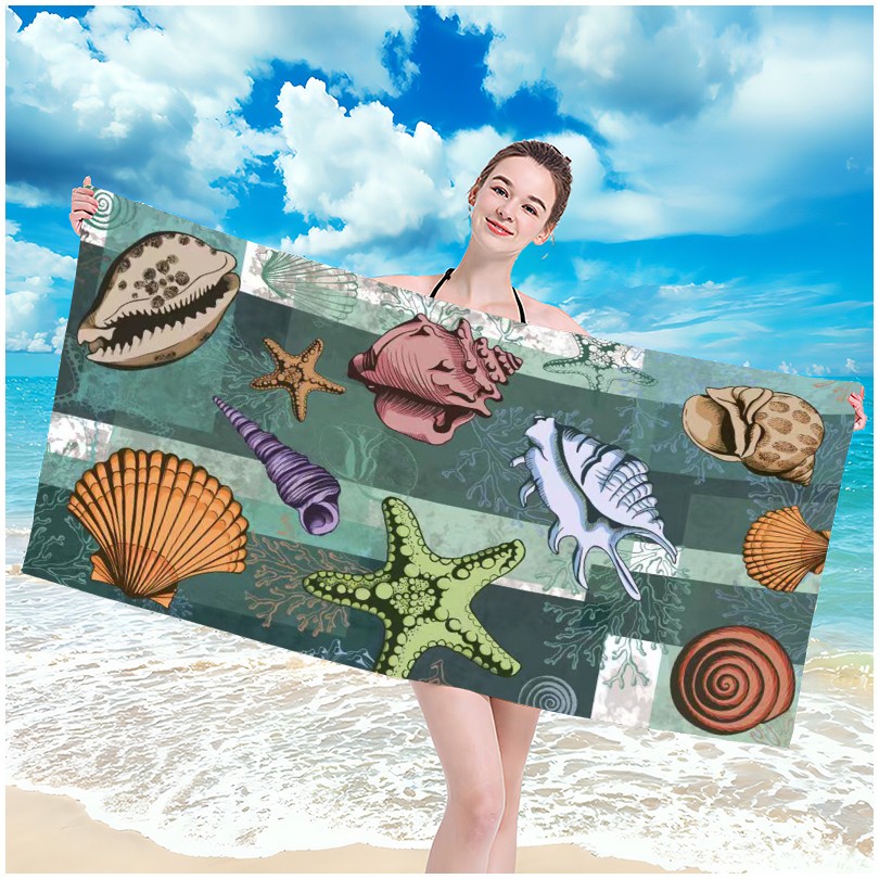 Плажна кърпа с шарка на морски животни, 100 х 180 см