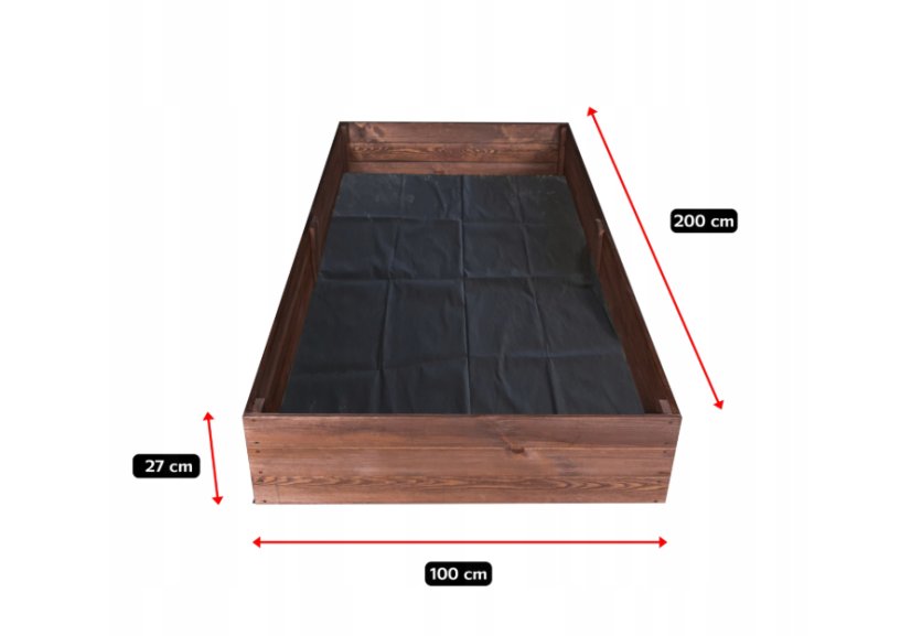 Естествено импрегнирано повдигнато дървено легло 200 x 100 x 27 cm