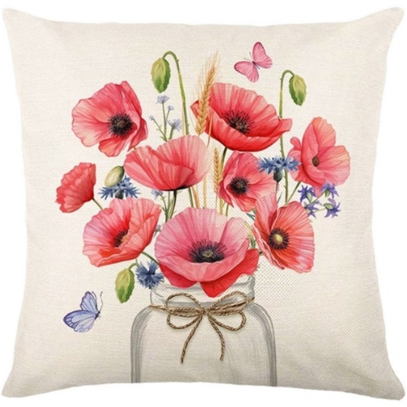 Kissenbezug mit Frühlingsblumenmuster 45x45 cm