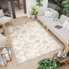 Krémový terasový koberec so vzorom kvetov
