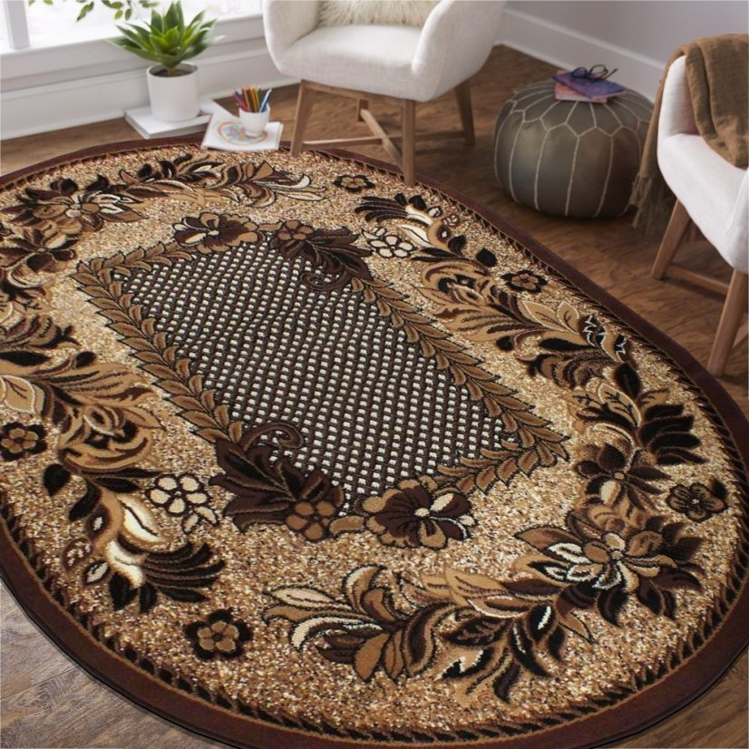 Oválný vintage koberec elegantní hnědé barvy - Rozměr koberce: Šířka: 150 cm | Délka: 210 cm