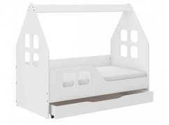 Házikó gyerekágy ágyneműtartóval 160 x 80 cm fehér - balos
