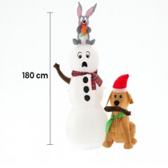 Felfújható hóember kutyával és nyuszival LED - 180 cm