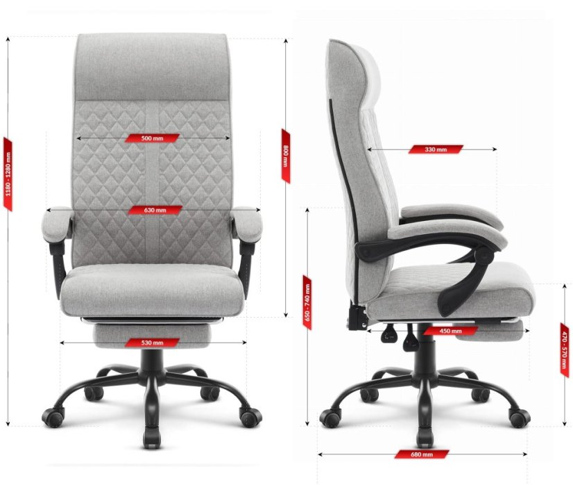 Scaun de birou ergonomic HC-1030, cu șezut cu arc și capacitate de încărcare de 120 kg – gri