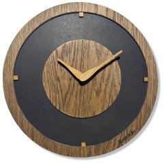Hölzerne Wanduhr aus dunklem Eichenholz Oak Flow - 30 cm