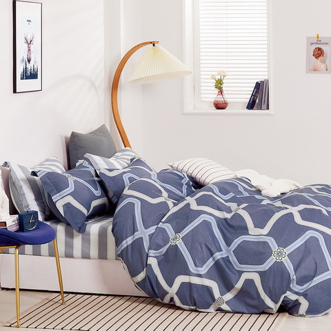 Luxusné posteľné obliečky modrej farby so vzorovaním - Rozmer: 3 časti: 1ks 200x220 + 2ks 70 cmx80