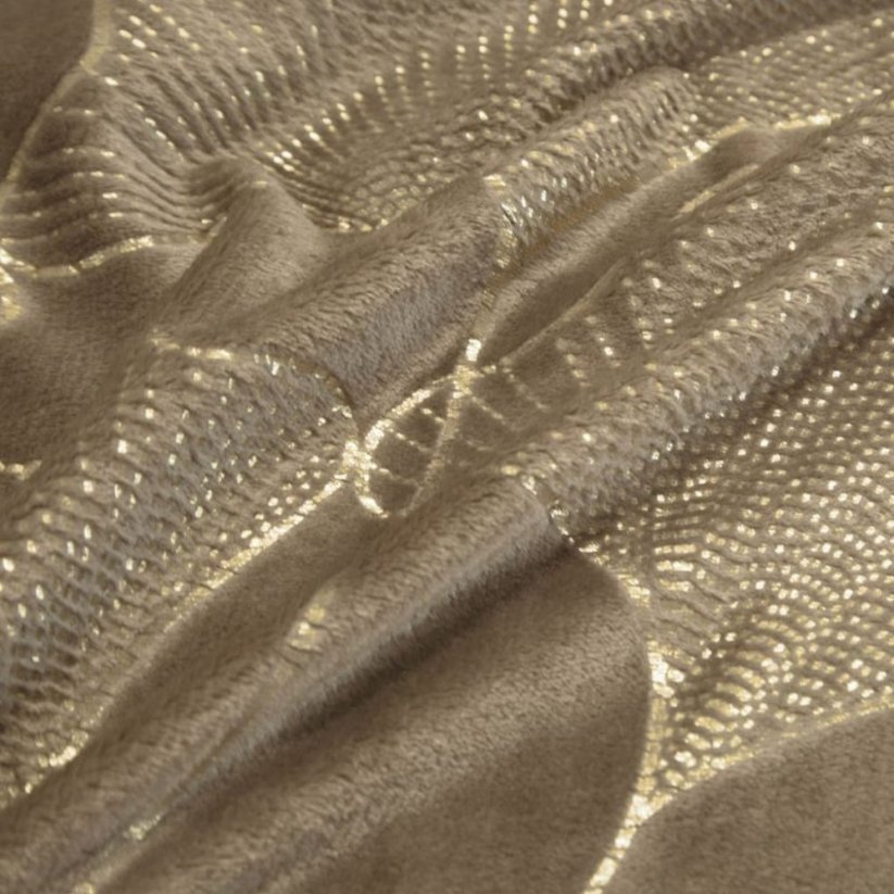 Cuvertură de pat frumoasă bej cu imprimeu auriu