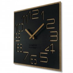 Дизайнерски стенен часовник в комбинация от дърво и черен цвят 40 см