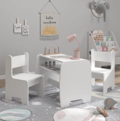 Dětský stůl a 2 židle s úložným prostorem - bílý