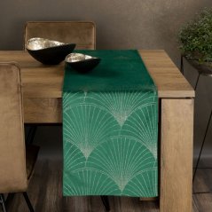 Față de masă centrală din catifea cu imprimeu verde lucios