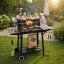 Grătar de grădină cu cărbune, scuipat, grătar superior și rafturi