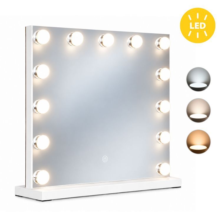 Stolní LED kosmetické zrcátko s nastavitelným osvětlením – 50 x 40 cm