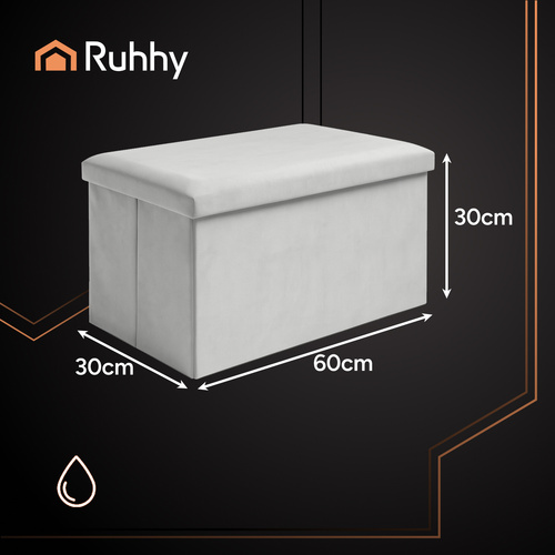Skladacia pufa na sedenie s úložným priestorom 54 L - zamatová