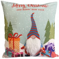 Față de pernă de Crăciun cu o imprimare de un elf și cadouri