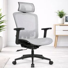 Sedia da ufficio ergonomica HC-1045 con schienale in rete - grigio
