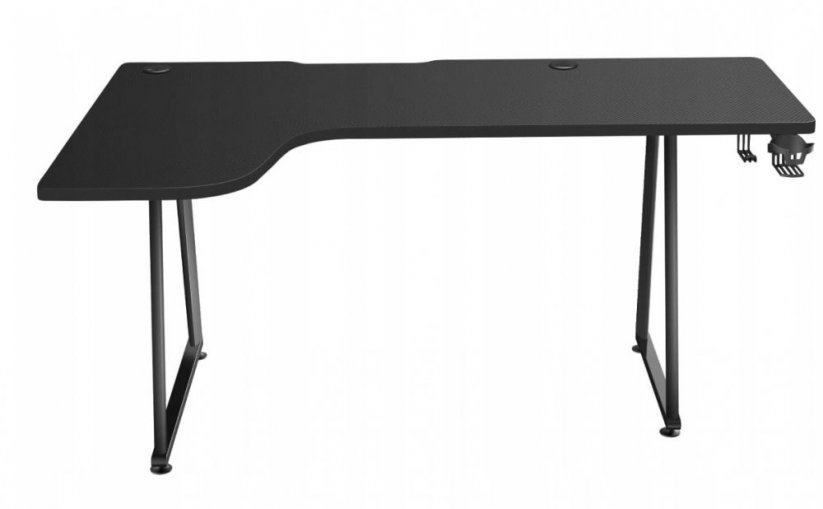 Rohový herný stôl v čiernej farbe