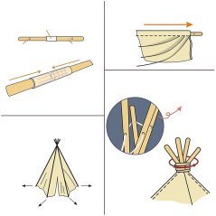 Siv šotor teepee za otroke z motivom zvezd 110 cm x 140 cm 
