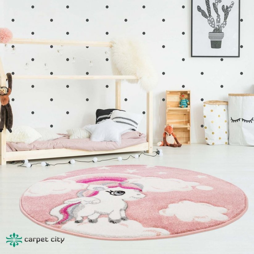 Favoloso tappeto rosa per ragazza con unicorno