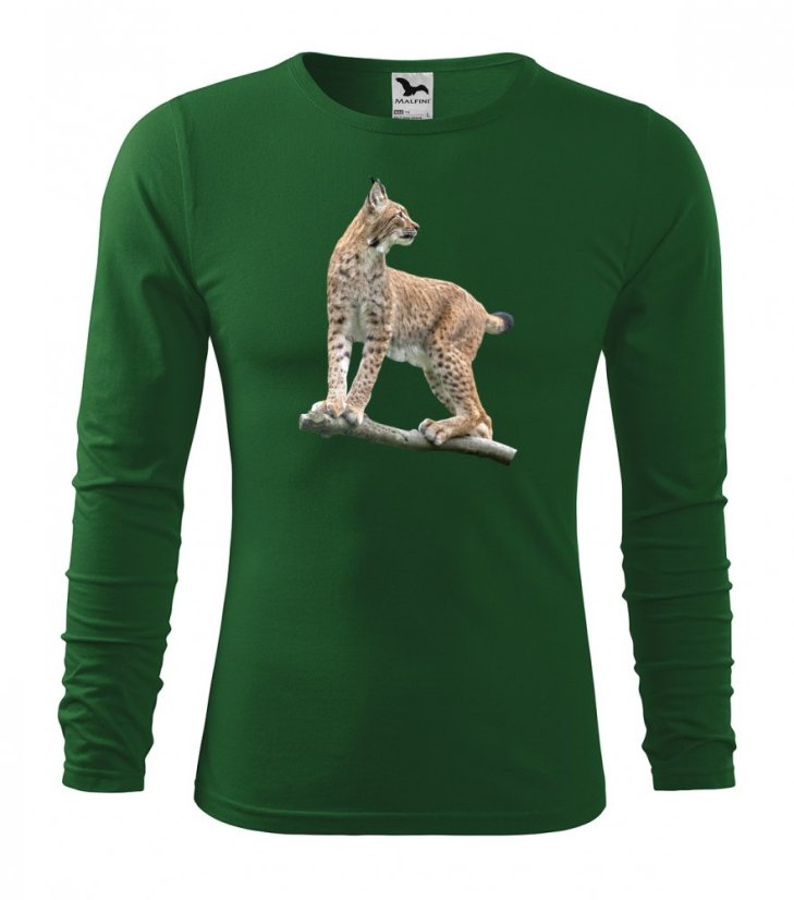 Poľovnícke tričko s motívom rys ostrovid a dlhým rukávom