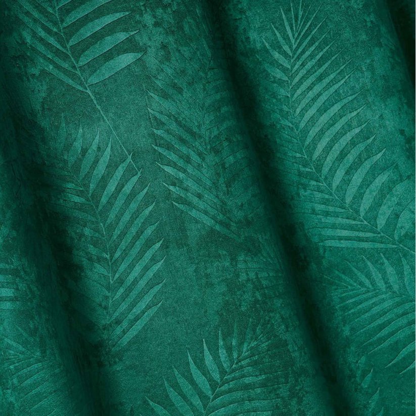 Zelené zatemňovací závěsy s motivem palmových listů 140x240 cm