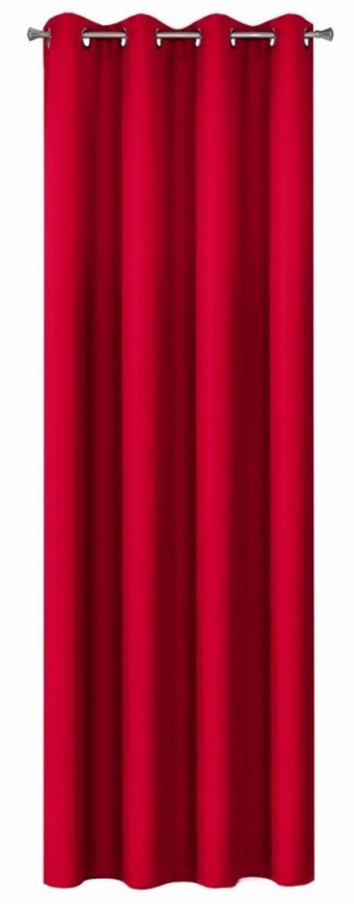 Zářivý jednobarevný závěs na kruhy červené barvy 140 x 250 cm