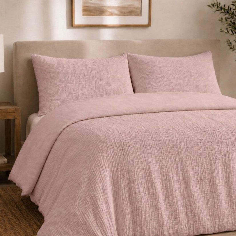 Rosa Musselin-Bettwäsche aus Baumwolle mit Knöpfen – weich, atmungsaktiv und ganzjährig geeignet