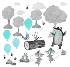 Einzigartiger Kinder-Wandsticker Tanzende Tiere 60 x 120 cm
