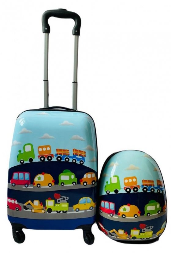 Detský cestovný kufor s autami 31 l + batoh