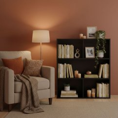 Moderný čierny regál – trojposchodová polica na knihy, dekorácie a hračky