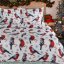 Vianočné obliečky z mikrovlákna – bielo-červené s vtáčikmi a zimným vzorom