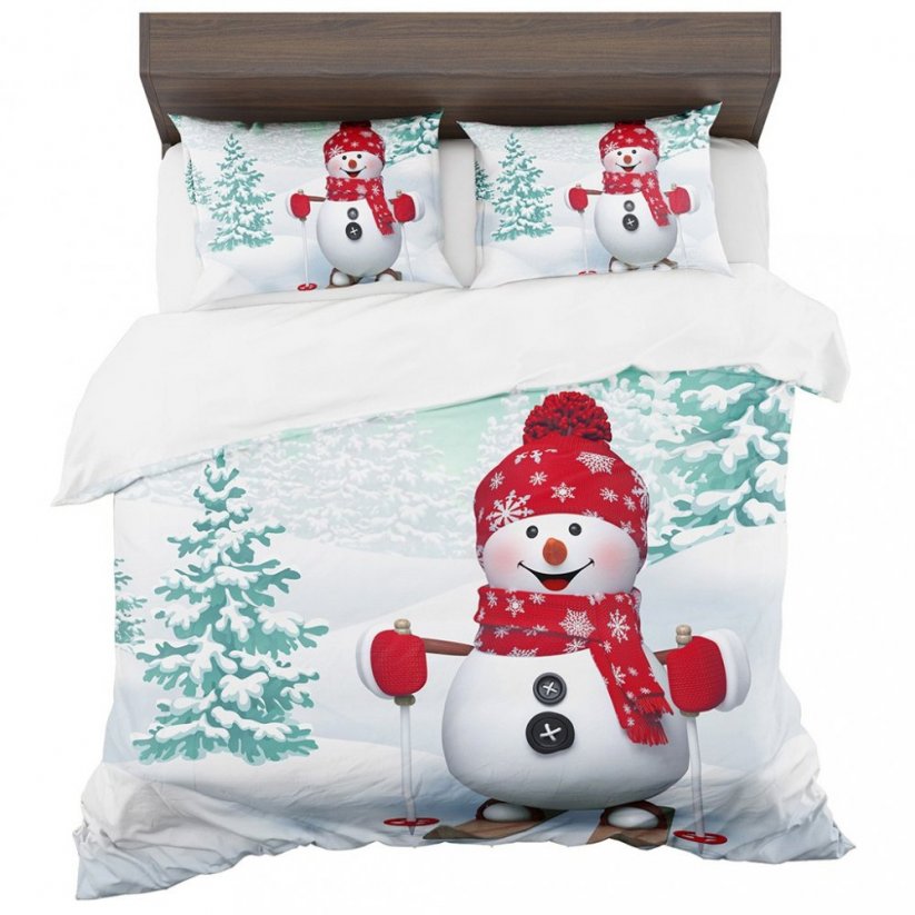 Vianočné obliečky na posteľ so snehuliakom