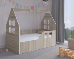 Kinderbettenhaus 140 x 70 cm im Dekor Eiche sonoma rechts