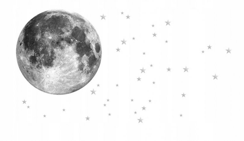 Autocolant decorativ de perete - luna cu stelele 71 cm