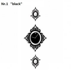 Orientálne nástenné hodiny čiernej farby