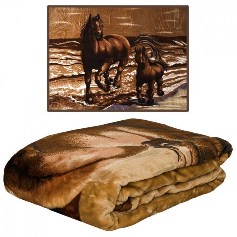 Pătură calduroasă cu imprimeu de cai