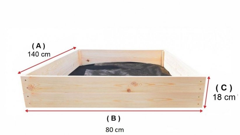 Přírodní vyvýšená dřevěná postel 140 x 80 x 18 cm