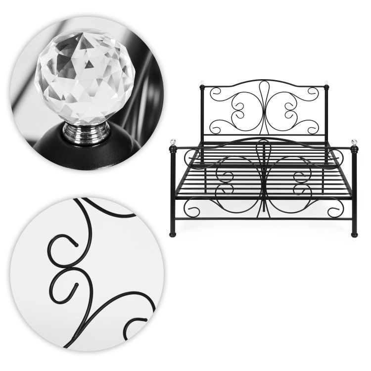 Moderní kovová postel se stabilním rámem a vysokým čelem