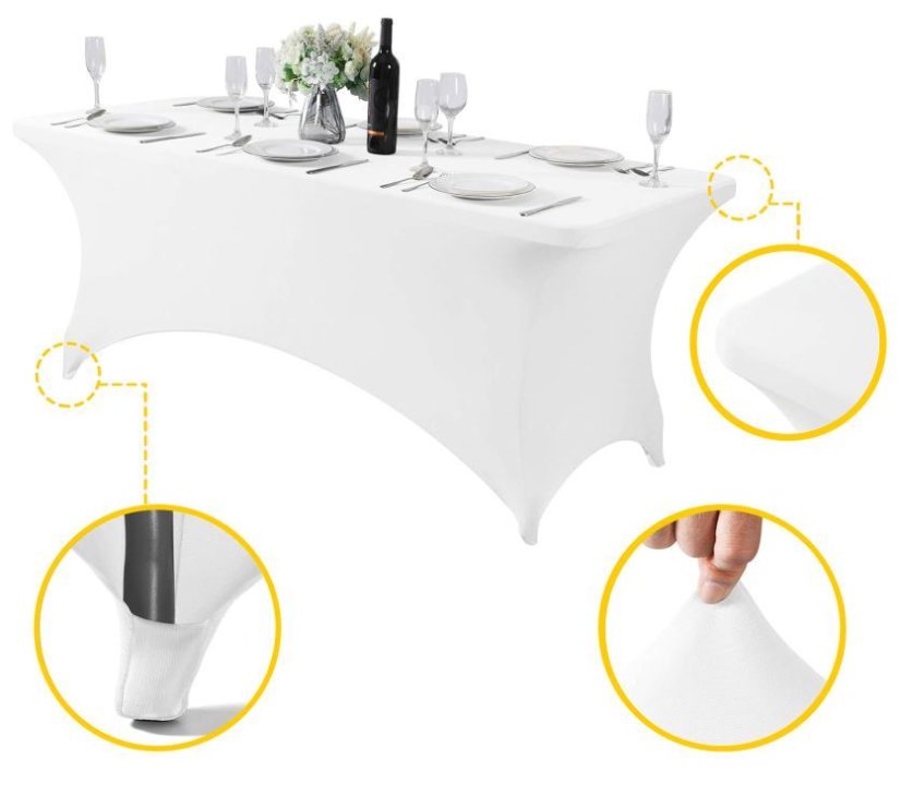 Față de masă elastică albă pentru masa de catering 240 cm