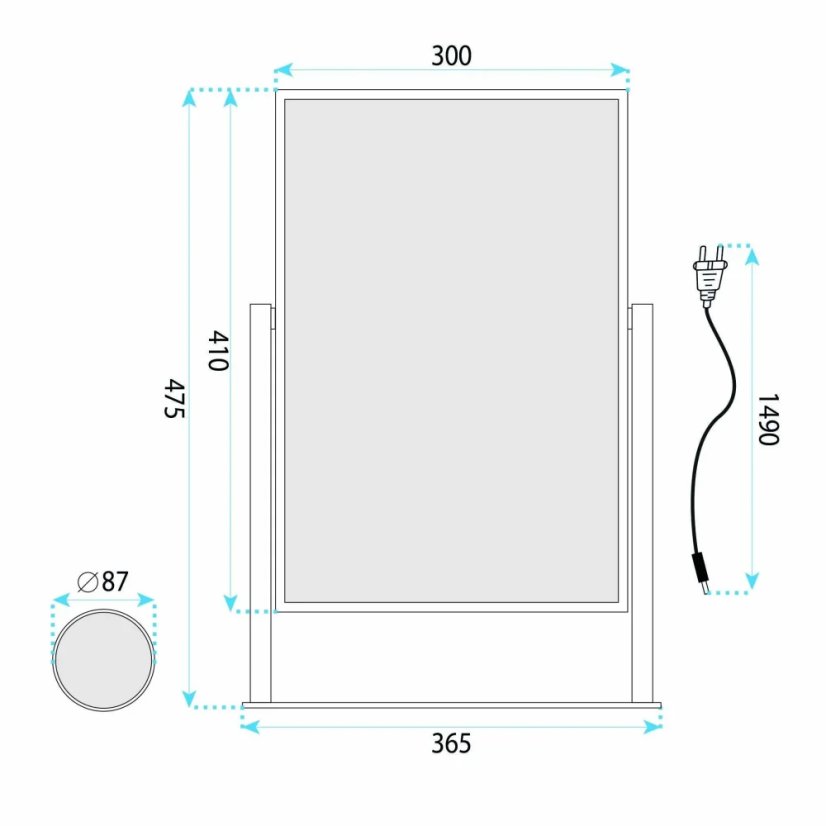 LUMI LED-es kozmetikai asztali tükör kiegészítő nagyító tükörrel, 30 x 40 cm