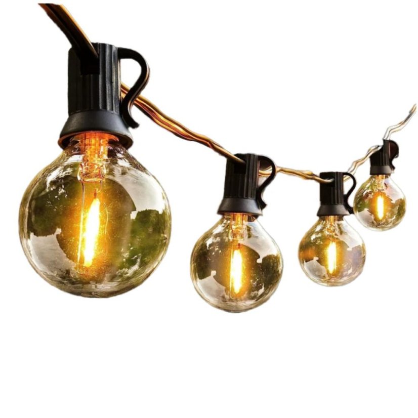 Vrvica vrtnih LED luči 15 m - 20 okrasnih žarnic G40, topla bela svetloba, IP44